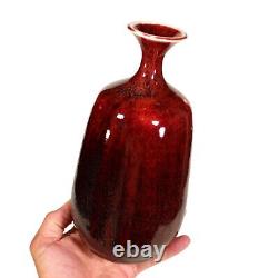 Joseph Hysong Studio Art Pottery Weed Vase Oxblood Red California Listed Vintage