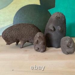 Kähler Vintage Danish Studio Pottery Ellen Karlsen ceramic hedgehog family