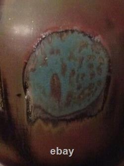 Kiyo Yano California Studio Art Pottery Turquoise Drip Glaze Vase Signed