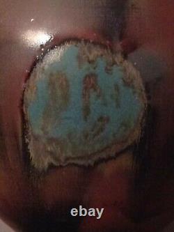 Kiyo Yano California Studio Art Pottery Turquoise Drip Glaze Vase Signed