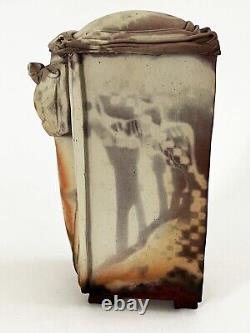 LANA WILSON STUDIO ART POTTERY GLAZED SCULPTURE RECTANGULAR FOOTED BOX With DRAWER