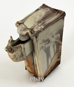 LANA WILSON STUDIO ART POTTERY GLAZED SCULPTURE RECTANGULAR FOOTED BOX With DRAWER