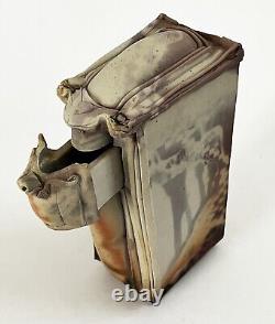 LANA WILSON STUDIO ART POTTERY GLAZED SCULPTURE RECTANGULAR FOOTED BOX With DRAWER
