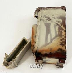 LANA WILSON STUDIO ART POTTERY GLAZED SCULPTURE RECTANGULAR FOOTED BOX With DRAWER