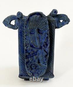 Lana Wilson Studio Art Pottery Blue Glazed Sculpture Figural Box Vessel Vase