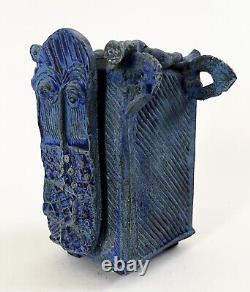 Lana Wilson Studio Art Pottery Blue Glazed Sculpture Figural Box Vessel Vase