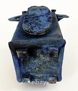 Lana Wilson Studio Art Pottery Blue Glazed Sculpture Figural Box Vessel Vase