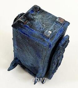 Lana Wilson Studio Art Pottery Blue Glazed Sculpture Figural Box Vessel Vase