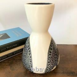 Lapid Israel Handpainted Splat Lava Pottery Zebra Vase Vtg MCM 140 Signed Anat