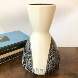 Lapid Israel Handpainted Splat Lava Pottery Zebra Vase Vtg MCM 140 Signed Anat