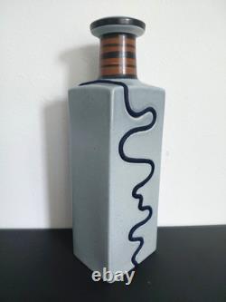 Lapid Israel Pottery Mid Century Inlaid 14 Tall Blue 3D Rope VTG Speckled Sign Lapid Israel Pottery Mid Century Inlaid 14 Tall Blue 3D Rope VTG Speckled Sign