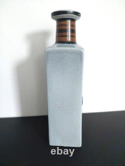 Lapid Israel Pottery Mid Century Inlaid 14 Tall Blue 3D Rope VTG Speckled Sign