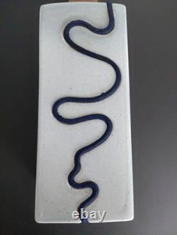 Lapid Israel Pottery Mid Century Inlaid 14 Tall Blue 3D Rope VTG Speckled Sign