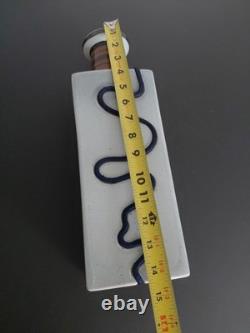 Lapid Israel Pottery Mid Century Inlaid 14 Tall Blue 3D Rope VTG Speckled Sign