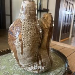 Large 11 X 7.5 Signed Vintage 1977 Studio Pottery Asymmetric Vessel