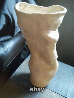 Large 13.5 tall Vintage freeform minimalist ugly Face Vase Art Pottery