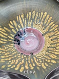Large 2002 Michael Schwegmann Black Porcelain Bowl Drip Glaze Studio Pottery