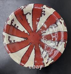 Large 20 Monumental Studio Pottery Bowl starburst Union Jack inspired