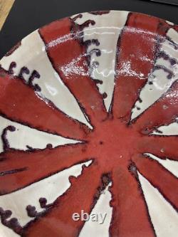Large 20 Monumental Studio Pottery Bowl starburst Union Jack inspired