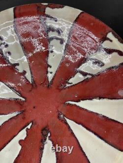 Large 20 Monumental Studio Pottery Bowl starburst Union Jack inspired