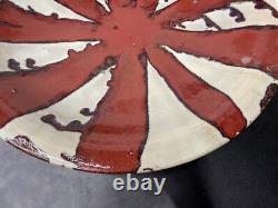 Large 20 Monumental Studio Pottery Bowl starburst Union Jack inspired