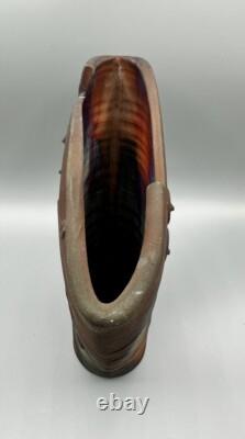 Large Copper Matte Raku Pottery Vase 13 Signed Kerry Gonzalez Iridescent Retro