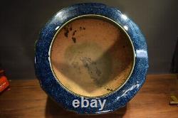 Large JAPANESE VINTAGE STUDIO ART POTTERY BLUE FLAMBE GLAZE 18 X 12