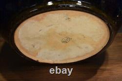 Large JAPANESE VINTAGE STUDIO ART POTTERY BLUE FLAMBE GLAZE 18 X 12