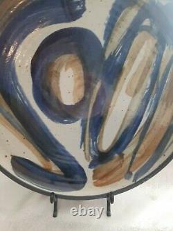 Large Mid Century Modern Studio Art Pottery Platter Signed Hammer
