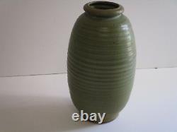 Large Miller Signed Pot Vessel Pottery Ceramic Studio Abstract Birds 1970's Mod