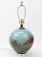 Large Raku Studio Pottery Vintage Table Lamp Hand Thrown Blue Green Wood Lucite