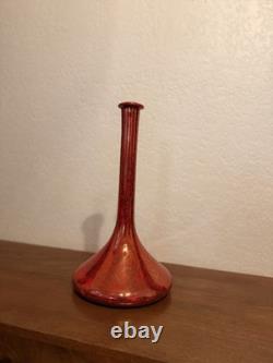 Large Signed Raku Pottery Vase 15.5 1983 Studio Ceramic Iridescent Copper Red