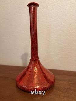 Large Signed Raku Pottery Vase 15.5 1983 Studio Ceramic Iridescent Copper Red