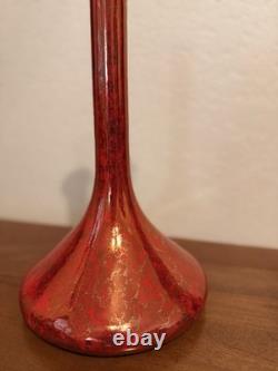 Large Signed Raku Pottery Vase 15.5 1983 Studio Ceramic Iridescent Copper Red