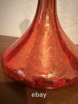 Large Signed Raku Pottery Vase 15.5 1983 Studio Ceramic Iridescent Copper Red
