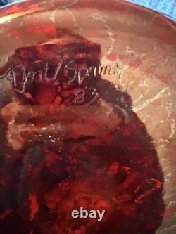 Large Signed Raku Pottery Vase 15.5 1983 Studio Ceramic Iridescent Copper Red