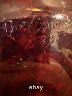 Large Signed Raku Pottery Vase 15.5 1983 Studio Ceramic Iridescent Copper Red