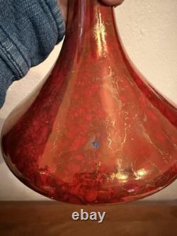 Large Signed Raku Pottery Vase 15.5 1983 Studio Ceramic Iridescent Copper Red