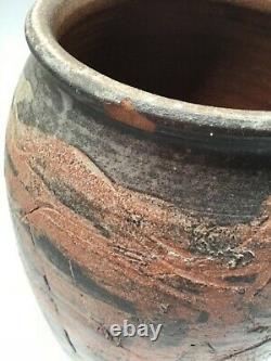 Large Studio Pottery vase sgraffito early vintage mid century modern abstract