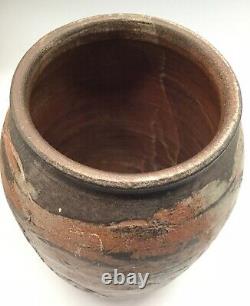 Large Studio Pottery vase sgraffito early vintage mid century modern abstract