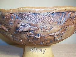 Large Unusual Vintage Mid-Century Studio Pottery Centerpiece Punch Bowl