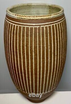 Large, VINTAGE J. Edward Barker Handmade Studio Pottery Stoneware Vase SIGNED