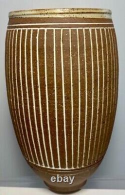 Large, VINTAGE J. Edward Barker Handmade Studio Pottery Stoneware Vase SIGNED