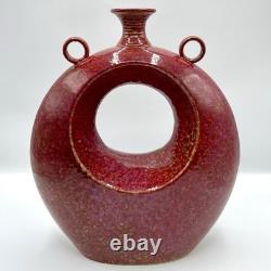 Large VTG Handmade Studio Pottery Art Vase Open Center Ceramic Sculpture Vessel