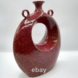 Large VTG Handmade Studio Pottery Art Vase Open Center Ceramic Sculpture Vessel