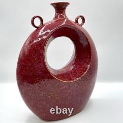 Large VTG Handmade Studio Pottery Art Vase Open Center Ceramic Sculpture Vessel
