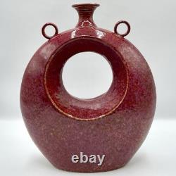 Large VTG Handmade Studio Pottery Art Vase Open Center Ceramic Sculpture Vessel