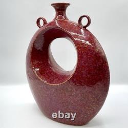 Large VTG Handmade Studio Pottery Art Vase Open Center Ceramic Sculpture Vessel
