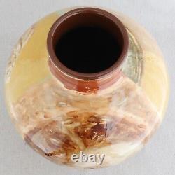 Large Vintage 1990s Signed MCS Studio Pottery Vase Portrait Young Man