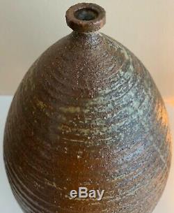 Large Vintage 40s Studio Pottery Stoneware Ceramic Vase Mid Century Signed Deyoe